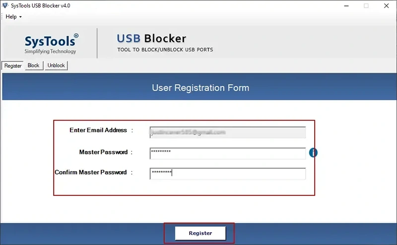 Enter the password to lock or unlock USB on the system.