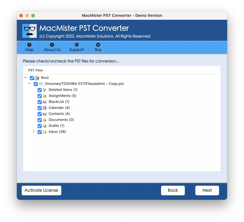 selective PST file conversion